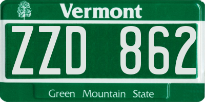 VT license plate ZZD862