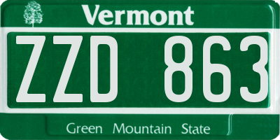 VT license plate ZZD863