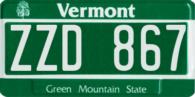 VT license plate ZZD867