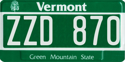 VT license plate ZZD870