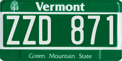 VT license plate ZZD871
