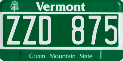 VT license plate ZZD875