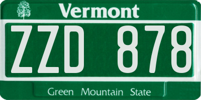 VT license plate ZZD878