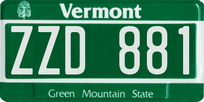 VT license plate ZZD881