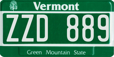 VT license plate ZZD889