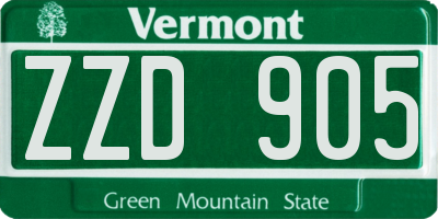 VT license plate ZZD905