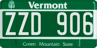 VT license plate ZZD906