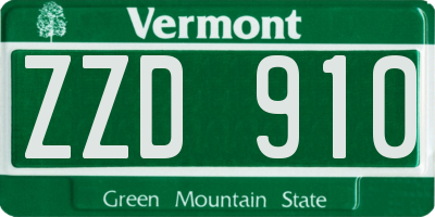 VT license plate ZZD910