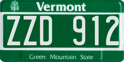 VT license plate ZZD912