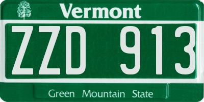 VT license plate ZZD913