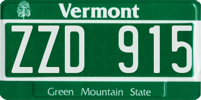 VT license plate ZZD915