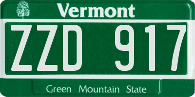 VT license plate ZZD917