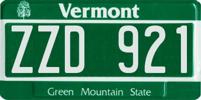 VT license plate ZZD921