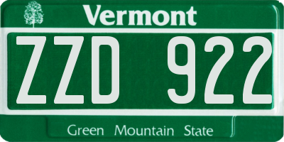 VT license plate ZZD922