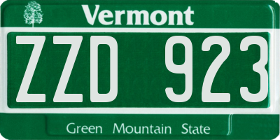 VT license plate ZZD923