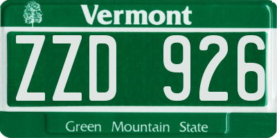 VT license plate ZZD926
