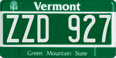 VT license plate ZZD927