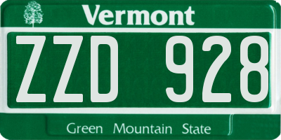 VT license plate ZZD928