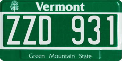 VT license plate ZZD931