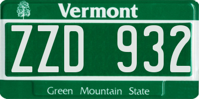 VT license plate ZZD932
