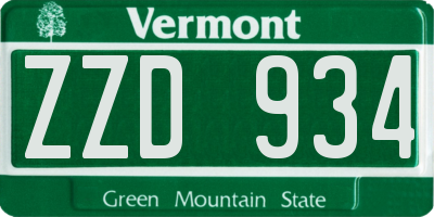 VT license plate ZZD934