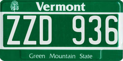 VT license plate ZZD936