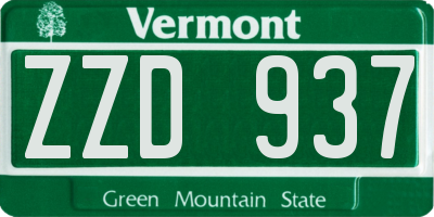 VT license plate ZZD937
