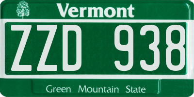 VT license plate ZZD938