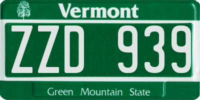 VT license plate ZZD939