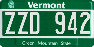 VT license plate ZZD942