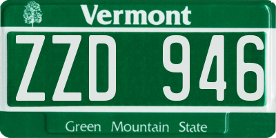 VT license plate ZZD946