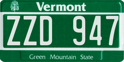 VT license plate ZZD947