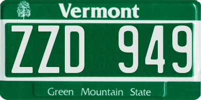 VT license plate ZZD949