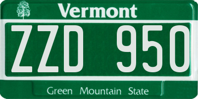 VT license plate ZZD950