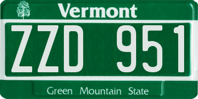 VT license plate ZZD951