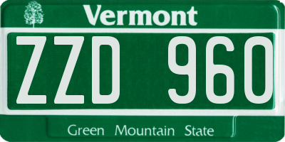 VT license plate ZZD960