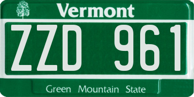 VT license plate ZZD961