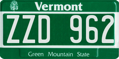 VT license plate ZZD962