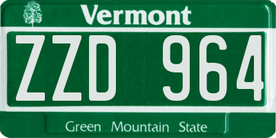 VT license plate ZZD964