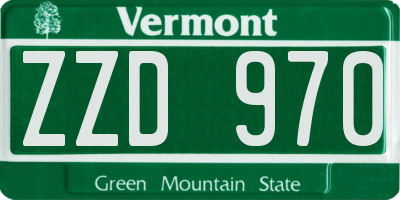 VT license plate ZZD970