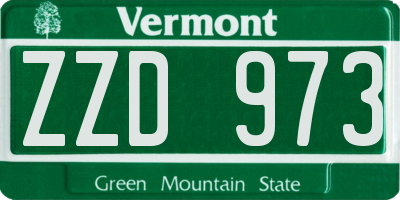 VT license plate ZZD973