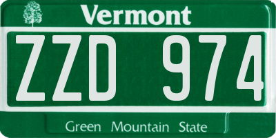 VT license plate ZZD974