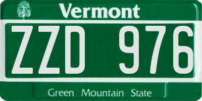 VT license plate ZZD976