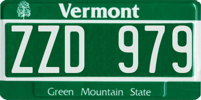 VT license plate ZZD979