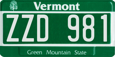 VT license plate ZZD981