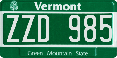 VT license plate ZZD985