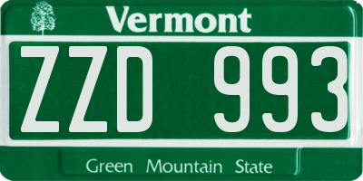 VT license plate ZZD993