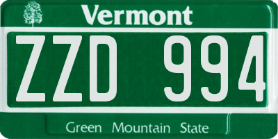 VT license plate ZZD994