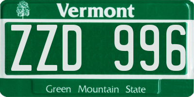 VT license plate ZZD996