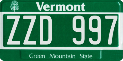 VT license plate ZZD997